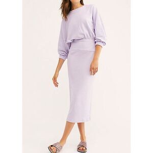 Free People Beach NWT Midi Column Dress Terrycloth Cut Out Purple size S
